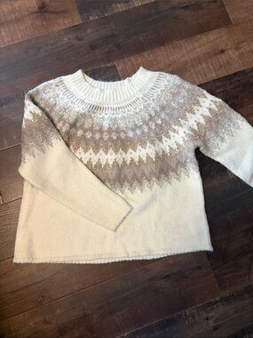 Cream Fair Isle Sweater in Taupe Accent